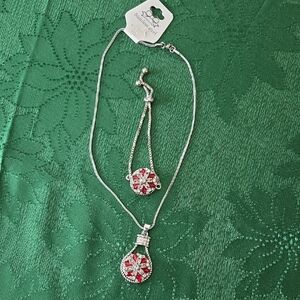 Silver and Red Necklace
